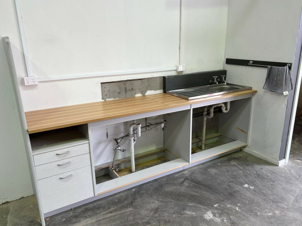Converted old desks to a new kitchen