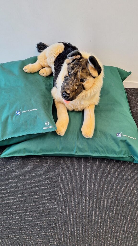 Dog beds going to Greymouth SPCA using our repurposed old uniforms